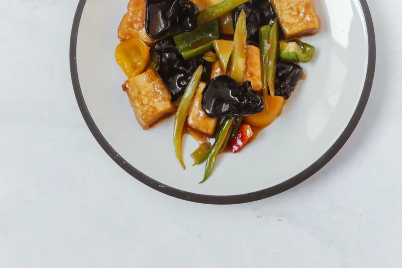 Air Fryer Sweet & Sour Tempeh with Bell Peppers